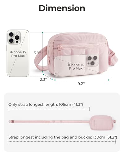 BAGSMART Fanny Packs for Women Cross Body, Quilted Puffy Belt Bag with Pockets, Fashion Waist Packs for Traveling Hiking Camel