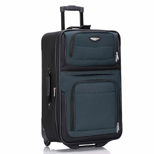 Travel Select Amsterdam Softside Expandable Luggage with Rolling Wheels, Navy, 25-Inch Medium