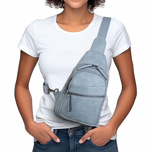 Alldaily Large Sling Bag for Women Crossbody Purse Leather Fashionable Trendy Chest Bag for Travel, Fanny Pack (Blue)