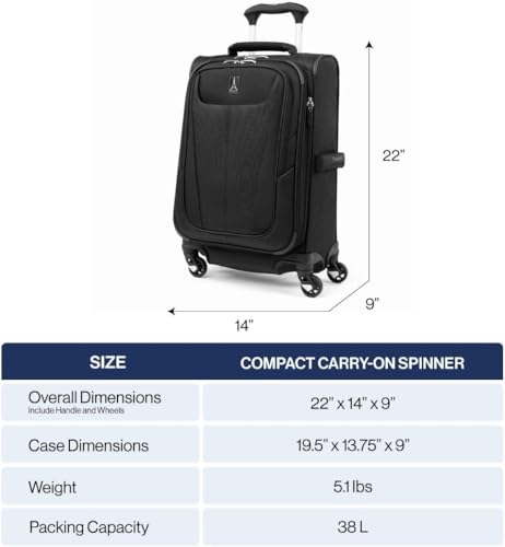 Travelpro Maxlite 5 Softside Expandable Luggage with 4 Spinner Wheels, Lightweight Suitcase, Men and Women
