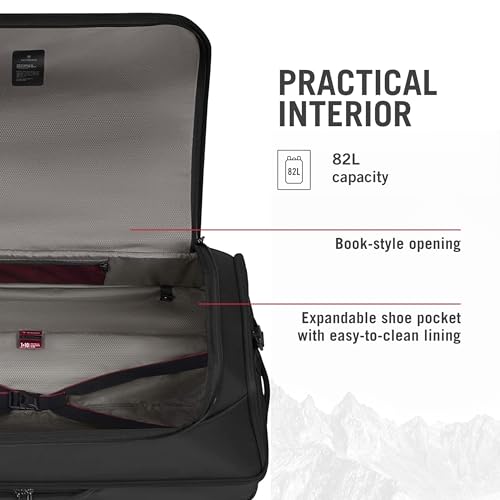 Victorinox Crosslight Wheeled Duffel Bag - Travel Luggage with Wheels - Includes Shoe Storage - Premium Travel Essentials - 87 Liters, Black