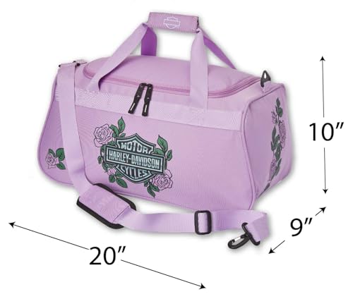 Harley-Davidson Bar & Shield Logo Roses Graphic Durable Duffel Bag - Pink