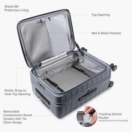 Traveler's Choice Novia Top Opening Expandable Polycarbonate Luggage with Spinner Wheels, Slate Blue, 30-Inch Large