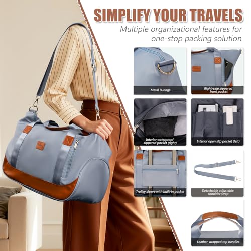 Cosbarn Luggage Sets 5 Piece with TSA Lock Spinner Wheels, Unisex Hard Case ABS Suitcase Set, Hardshell Lightweight Waterproof Travel Hardside Suitcases with Wheels for Women Men, Sky Blue