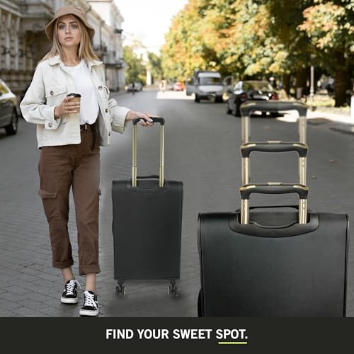 Kenneth Cole REACTION Chelsea Chevron Quilted Luggage, Black, 3-Piece Set (20"/24"/28")