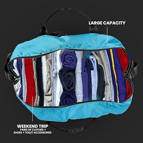 London Fog Nylon Foldable Duffle Bag, Blue Lagoon