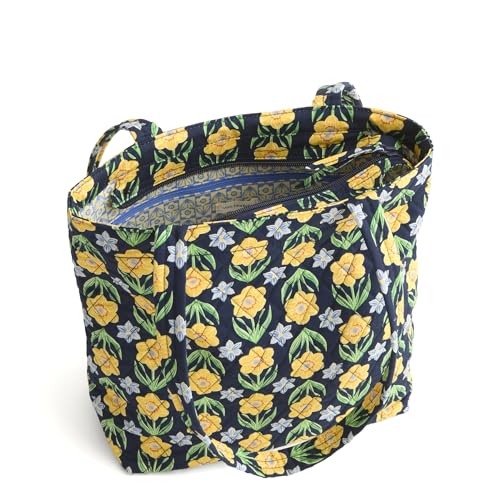 Vera Bradley Women's Premium Cotton Small Original Zip Tote Bag, Daffodils, One Size