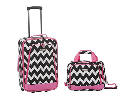 Rockland 2 PC LUGGAGE SET, Medium, Small, Polycarbonate (PC), 4 Wheels, In-Line Skate, Water Resistant, Solid, 8 pounds