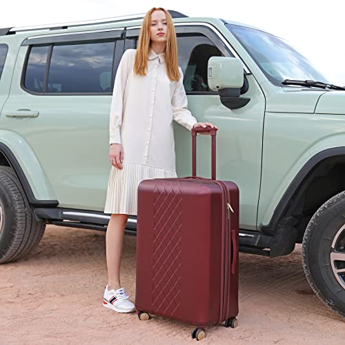Badgley Mischka Diana Expandable Chic 3-Piece Luggage Set with Spinner Wheels - Burgundy