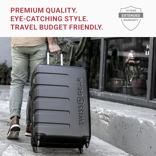 SwissGear 7366 Signature Hardside Expandable Luggage with Spinner Wheels, TSA Lock, Evening Haze, Checked-Large 27-Inch