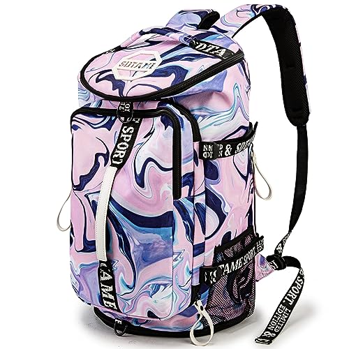 Gym Duffle Bag Backpack with Shoe Compartment,4 ways Travel Backpack for Women and Men,Multi-Functional Weekender bag with Waterproof Layer&Laptop Compartment for Fitness, Travel,Camping(Purple)