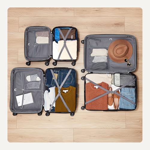 Amazon Basics 2-Piece Hardside Luggage Set (21", 30"), Expandable, Scratch-Resistant Finish, Telescoping Handle, Four Multi-directional Wheels, Navy Blue