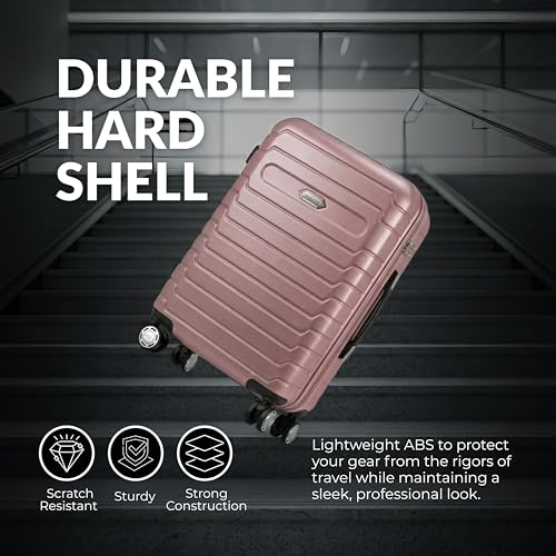 Gabbiano Royal Hard Shell ABS Luggage – Lightweight Expandable Hardside Suitcase with 360° Spinner Wheels & Telescoping Handle (Ballerina Pink, Carry-On)