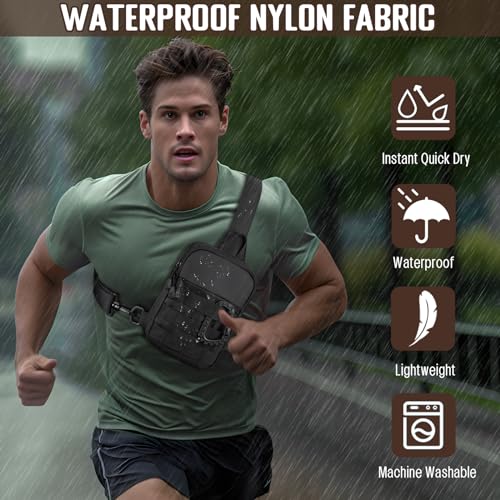 DEYACE Small Sling Bag for Men, Tactical Inspired Waterproof Utility EDC Mini Crossbody Chest Bag for Travel Work Sport (Black)