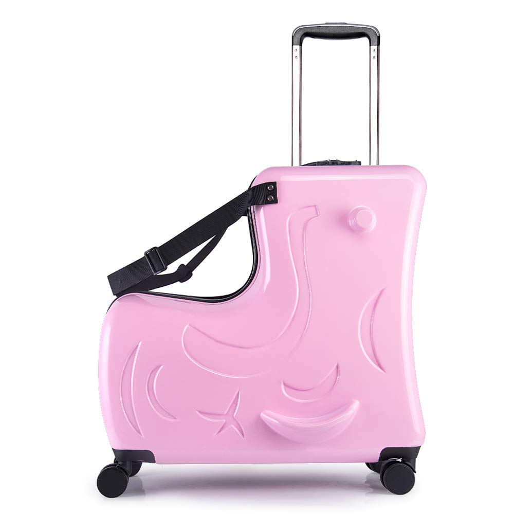 N-A Kids Ride On Suitcase with Wheels, Scooter Luggage for Toddlers Travel, Durable Children's Suitcase for Boys & Girls Ages 2-15 Years