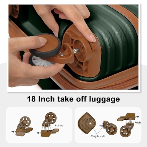 Joyway Luggage Set 7 Piece Suitcase Sets with Spinner Wheel,Hardside Expandable Travel Laggage with TSA Lock(18/20/24/28 Green)