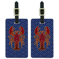 Atlantic Lobster on Blue Waves Luggage ID Tags Carry-On Cards - Set of 2