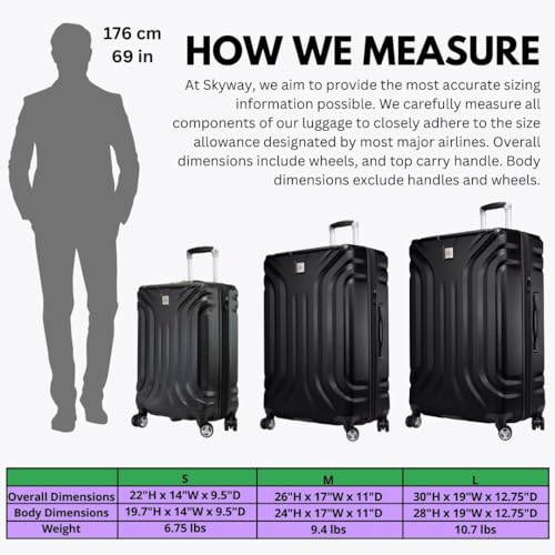Skyway Nimbus 4.0 Expandable, Durable Hardside, 4 Wheel Spinner, Lightweight Suitcase, Unisex, Stylish, Black, Checked-Large 28-Inch