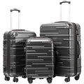 Coolife Hardside Luggage 3 Piece Set with TSA Lock, Spinner Wheels, Telescopic Handle, Lightweight Travel Suitcases (Grey, 3 piece set)