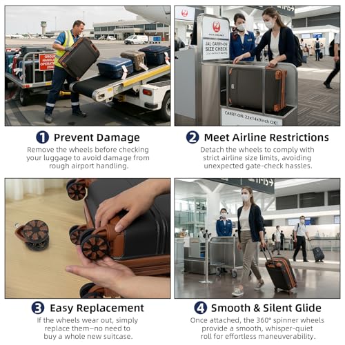 Cobens Expandable Luggage Sets 5 Piece with Detachable Spinner Wheels and TSA Lock,ABS Hard Case Suitcases with Wheels,Carry On Luggage Set