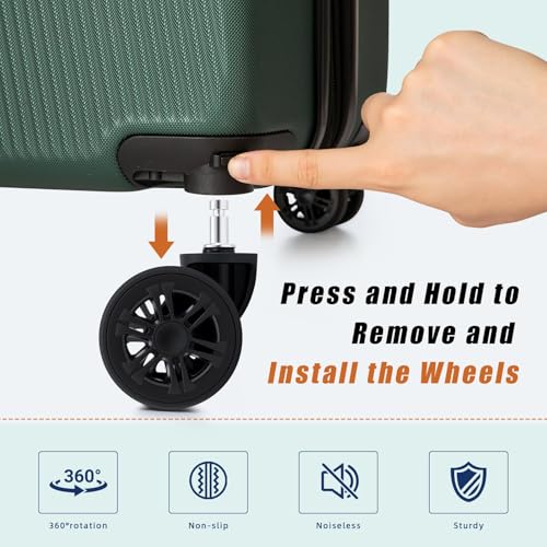 Eeeza Expandable Luggage Sets 5 Piece,Suitcases with Detachable Wheels,ABS Hard Case Luggage with TSA Lock Spinner Wheels,Carry On Luggage Set