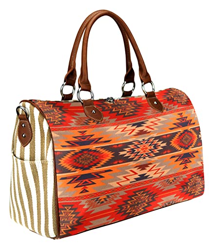 Montana West Weekender Travel Duffel Bag Travel Duffle Bags Western Aztec Sport Gym Bag for Women Men Brown MW976-5110BR