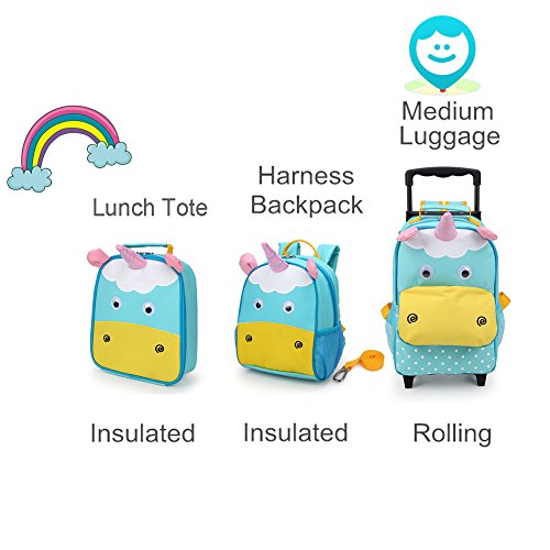 yodo Zoo 3-Way Kids Suitcase Luggage or Toddler Rolling Backpack with wheels, Small Unicorn