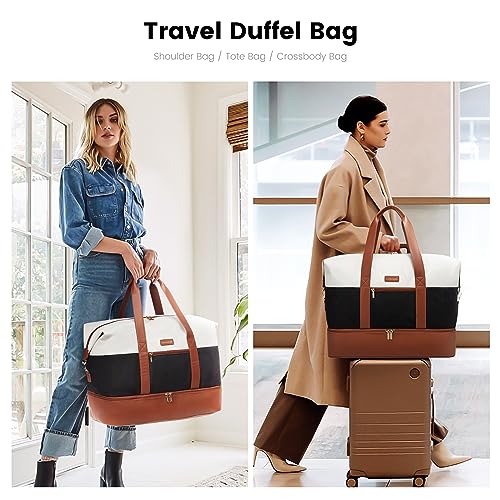 LOVEVOOK Weekender Bag for Women, Large Duffle Bag for Travel with 2 Packing Cubes, Carry on Overnight Bag with Shoe Compartment, Mom Hospital Bags for Labor and Delivery