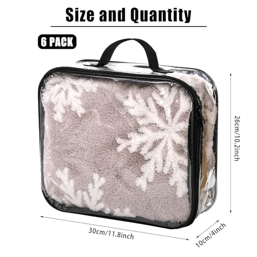 Fasmov 6 Pack Large Clear Travel Packing Cube, See-Through PVC Organizer, Vinyl Zippered Storage Bags Multipurpose Pouch with Handle for Suitcase Pants, Cashmere, Sweaters Shirts Dress Storage