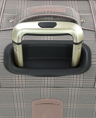 London Fog Brentwood IV 20" Expandable Spinner Carry-On Softside Suitcase, Rose Charcoal