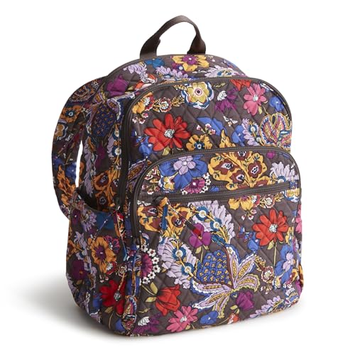 Vera Bradley Women's Premium Cotton Bancroft Backpack, Colorful Bouquet, One Size
