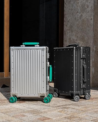 Varyleap All Aluminum Carry On Luggage 22x14x9 Airline Approved; Hard Shell Carry On Suitcase, Zipperless Luggage with Spinner Wheels for Business Trave (Silver, 20in)