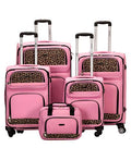 Rockland 5-Piece Softside Spinner Wheel Luggage Set, Pink (14" Tote/19"/24"/28"/32")
