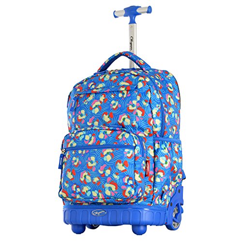Olympia U.S.A. Melody 19" Rolling Backpack, Blue Flower