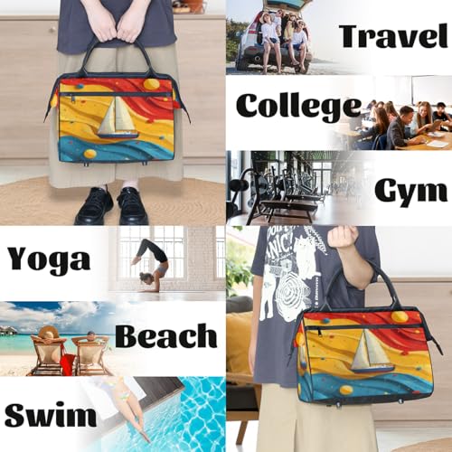 TropicalLife Nautica Sailboat Weekender Bags for Women Men, Travel Duffel Bag Waterproof Carry On Overnight Luggage Bag for Traveling, Airplanes, Yoga
