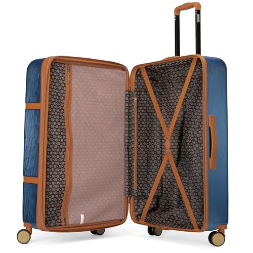 Badgley Mischka Grace 3 Piece Polycarbonate-ABS Expandable Retro Luggage Set (Navy)