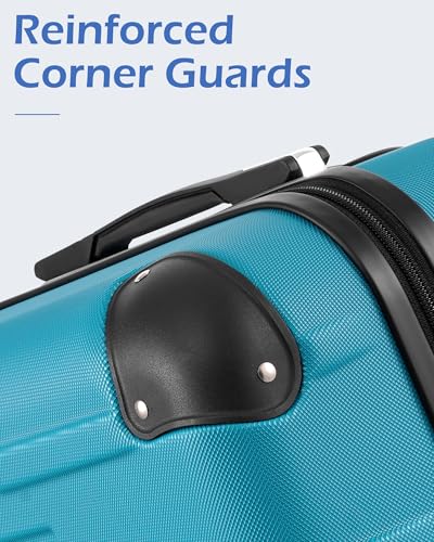 Coolife Hardside Checked Luggage with TSA Lock, Spinner Wheels, Telescopic Handle, Lightweight Suitcase (Grey, M(24in))