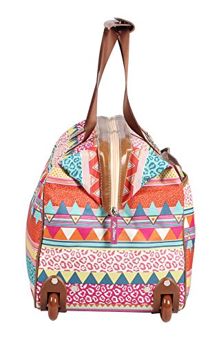 Lily Bloom Pattern 22 Inch Duffel Bag with 2-Rolling Wheels, Weekender Overnight Travel Lightweight Carry-On Suitcase For Women