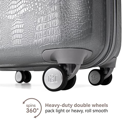 Badgley Mischka Snakeskin 3 Piece Expandable Luggage Set, Silver