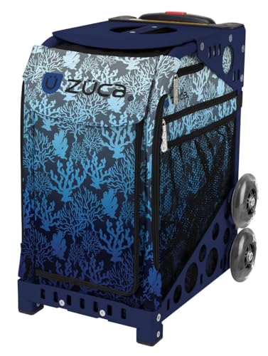ZUCA Blue Reef Deep Sea Sport Insert Bag and Navy Blue Frame with Flashing Wheels
