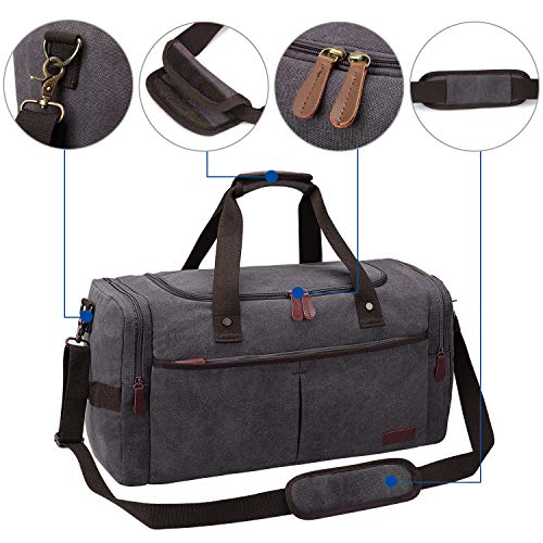 S-ZONE Canvas Duffel Bag for Travel 65L Weekender Overnight Travel Bags with Shoes Compartment for Men
