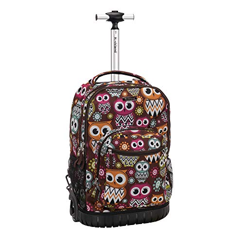 Rockland Single Handle Laptop Rolling Backpack, 19", Owl