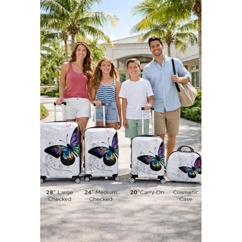 World Traveler Butterfly Luggage, 4-Piece Set