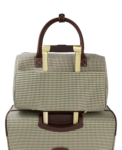 LONDON FOG Women Satchel, Olive Houndstooth, 16 inch