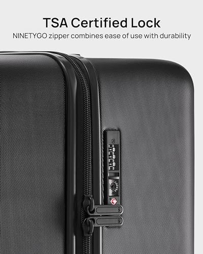 NINETYGO Carry On Suitcase, 20 Inch Carry-On Luggage with Double Spinner Wheels, Anti-Burst Zipper, Hard Case PC Suitcase Carry On, Lightweight Travel Luggage, TSA Approved (Onyx Black, Hudson)