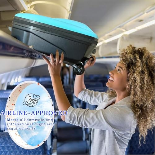 GDLHY 2-in-1 Ride-On Scooter Suitcase,Carry On Hardshell Ride On Suitcase Scooter for Kids Age 4-15, Multifunctional Ride On Lightweight Kids Luggage with Wheels(Size:Blue)