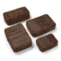 July Packing Cells - 4 Set Packing Cubes Luggage Organizer Bags (S, M, 2 x L), Must-Have Suitcase Organizer for Travel, Road Trip & Camping Accessories, Stain-proof, Washable, 3 Sizes - Dark Brown