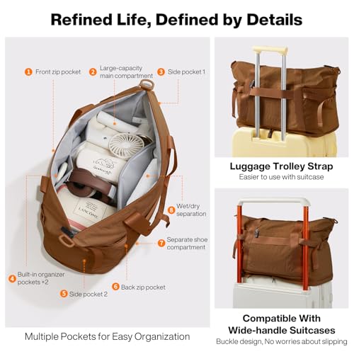 mixi 20 Inch Wide Handle Carry On Luggage with Front Laptop Pocket and 17 Inch Travel Tote Bag as a set