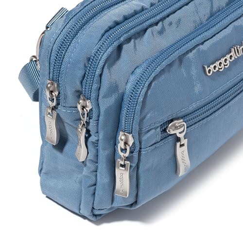 Baggallini Triple Zip Crossbody Bag for Women - Convertible Crossbody Fanny Pack Belt Bag - Lightweight Water-resistant