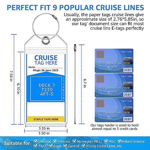5 Pack Cruise Luggage Tag Holders for Carnival, NCL, Princess, MSC Cruise Ships, Clear Cruise Tags Holders with Zip Seal by FUNMCAN, Wide Waterproof Cruise Essentials Cruise Accessories Must Haves